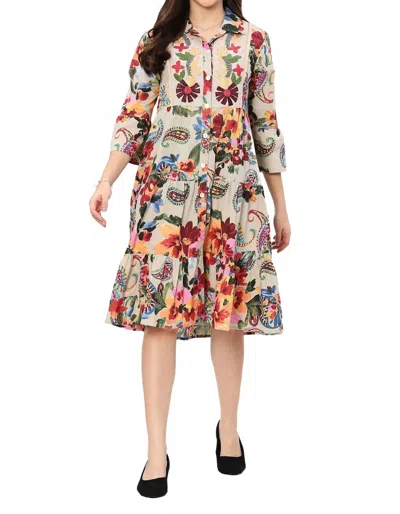 Parsley & Sage Waverly Midi Dress In Cream Multi