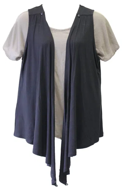 Parsley & Sage Women's Convertible Button Vest In Black