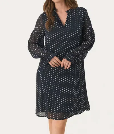 Part Two Botella Dress In Dark Navy Dot In Black