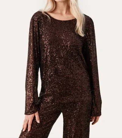 Part Two Darleena Sequined Top In Chocolate Brown In Multi