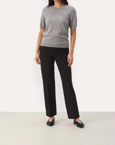 Part Two Everlotta Short Sleeve Cashmere Sweater In Grey Melange In Gray