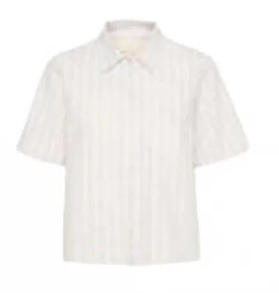 Part Two Gefion Shirt In Bright White Stripe In White & Beige Stripe In Neutral