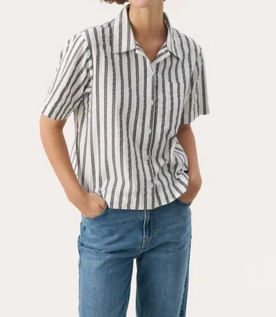 Part Two Gefion Shirt In Dark Navy Stripe In White