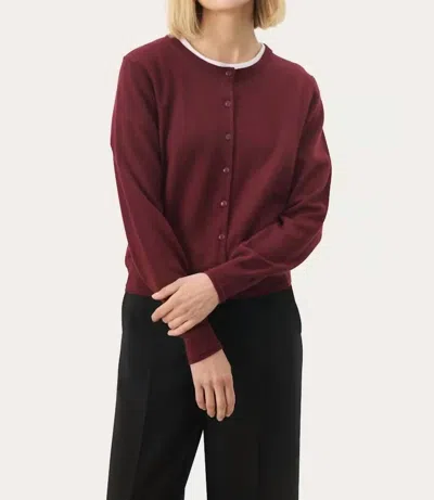 Part Two Noelani Cardigan In Tawny Port In Burgundy