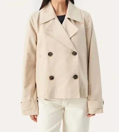 Part Two Sifs Short Trench Jacket In White Pepper In Neutral