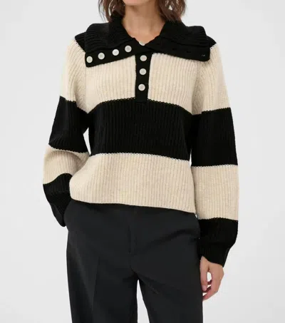 Part Two Simra Striped Pullover In French Oak/black Block