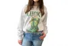 Par.tees By Party On St. Patricks Lucky Girl Cowgirl Boots Sweatshirt In Grey In Gray