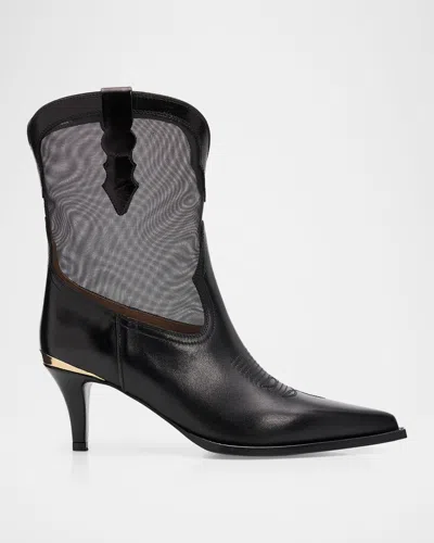 Partlow 60mm Rylie Leather Cowboy Boots In Black