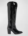 Shop Partlow Coco Patent Western Knee Boots In Nero