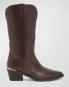 Partlow Jordana Mixed Leather Western Boots In Espresso