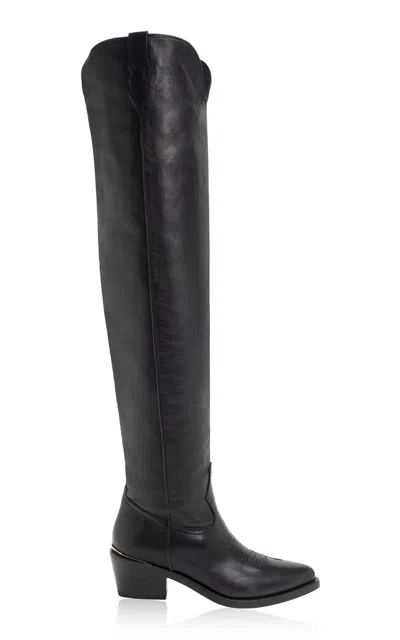 Partlow Julia Leather Over-the-knee Western Boots In Black