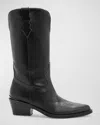 Partlow Julia Leather Western Boots In Nero