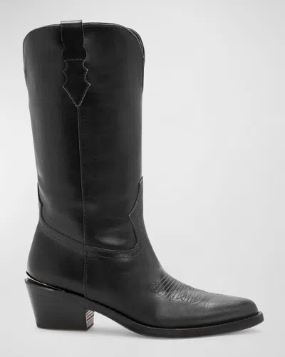 Partlow Julia Leather Western Boots In Nero