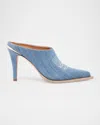 Partlow Lainy Denim Western Mule Pumps In Blue