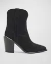 Partlow Leigh Anne Suede Western Ankle Booties In Nero