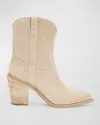 Partlow Leigh Anne Suede Western Ankle Booties In Sabbia