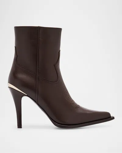 Partlow Nancy Leather Western Stiletto Booties In Espresso