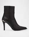 Partlow Nancy Leather Western Stiletto Booties In Nero