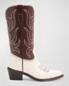 Partlow Rowan Bicolor Leather Western Boots In Bruciato