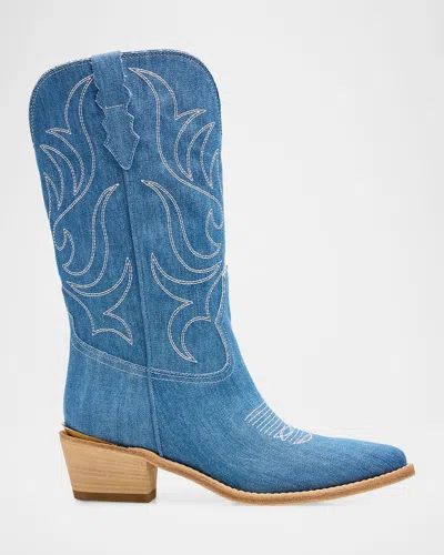 Partlow Rowan Mid-calf Cowboy Boots In Blue