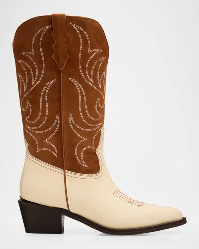 Partlow Rowan Mid-calf Cowboy Boots In Crema/teak