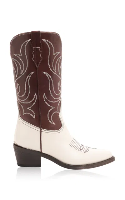 Partlow Rowan Two-tone Embroidered Leather Western Boots In Multi