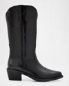 Partlow Sharon Leather Cowboy Boots With Crystal-embellished Heel In Animal Print