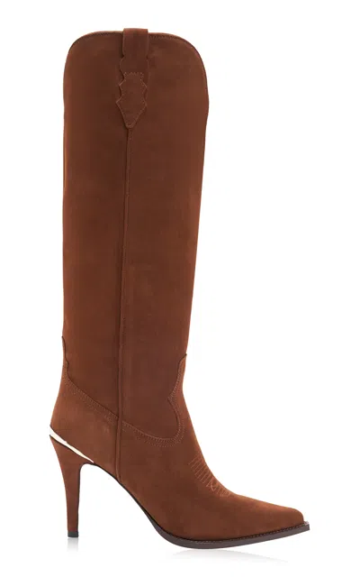 Partlow Tania Western Suede Boots In Brown