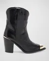 Partlow Tina Leather Metal-toe Western Booties In Nero