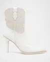 Partlow Wallis Studded Suede Western Booties In Bianco