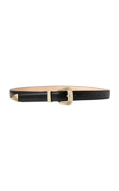 Partlow Western Buckle Leather Belt In Black
