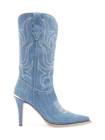 Partlow Women's Cherie 95mm Denim Mid-calf Boots In Blue