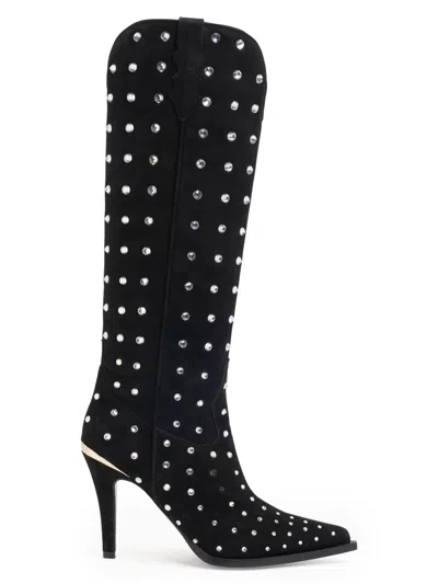 Partlow Women's Dublin 95mm Embellished Suede Knee-high Boots In Black