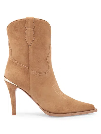 Partlow Women's Katie Suede 95mm Western Stiletto Booties In Sand