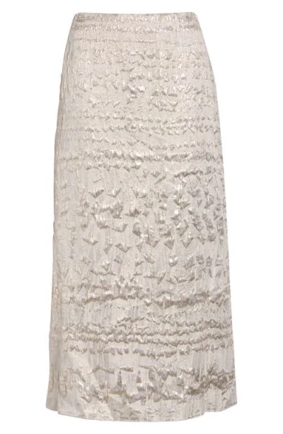 Partow Alina Textured Silk Blend Skirt In Silver