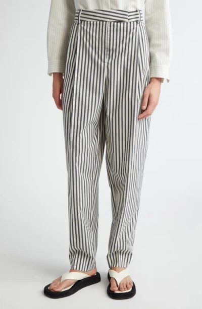 Partow Bacall Stripe Cotton Pants In Black Stripe