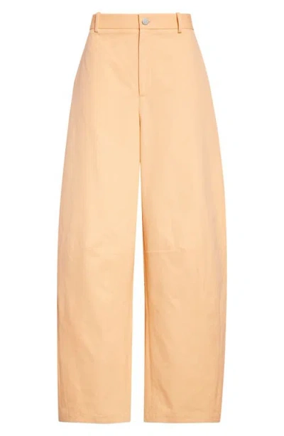 Partow Barrow High Waist Cotton Barrel Leg Pants In Brown