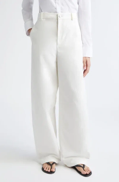 Partow Barrow High Waist Cotton Barrel Leg Pants In White