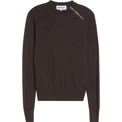 Partow Bea Zip Virgin Wool Sweater In Brown
