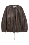 Partow Bond Drawstring Leather Jacket In Brown