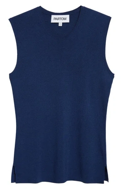 Partow Bowery Sleeveless Silk Blend Sweater In Blue