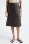 Partow Broome Leather Skirt In Gray