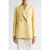 Partow Caleb Double Breasted Cotton Twill Blazer In Custard