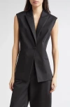 Partow Chiara Sleeveless Stretch Cotton Blazer