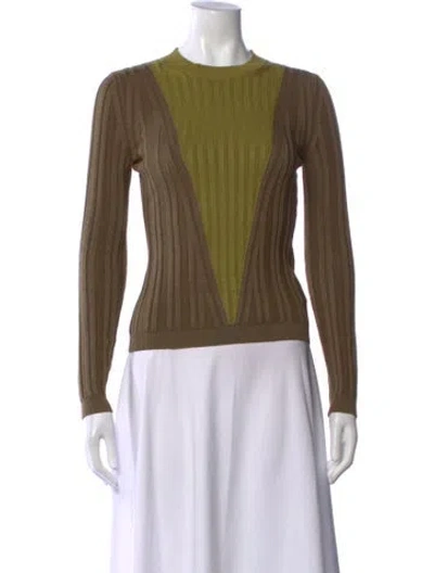 Pre-owned Partow Colorblock Pattern Crew Neck Sweater In Green