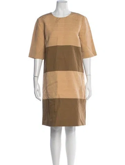 Pre-owned Partow Colorblock Pattern Knee-length Dress In Neutral
