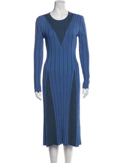 Pre-owned Partow Colorblock Pattern Midi Length Dress In Blue
