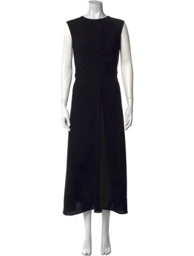Pre-owned Partow Crew Neck Long Dress In Black