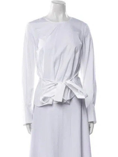 Pre-owned Partow Crew Neck Long Sleeve Blouse W/ Tags In White