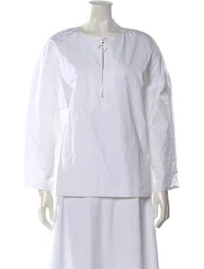 Pre-owned Partow Crew Neck Long Sleeve Top In White
